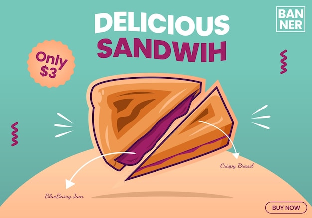 Premium vector delicious sandwich food menu and social media post template