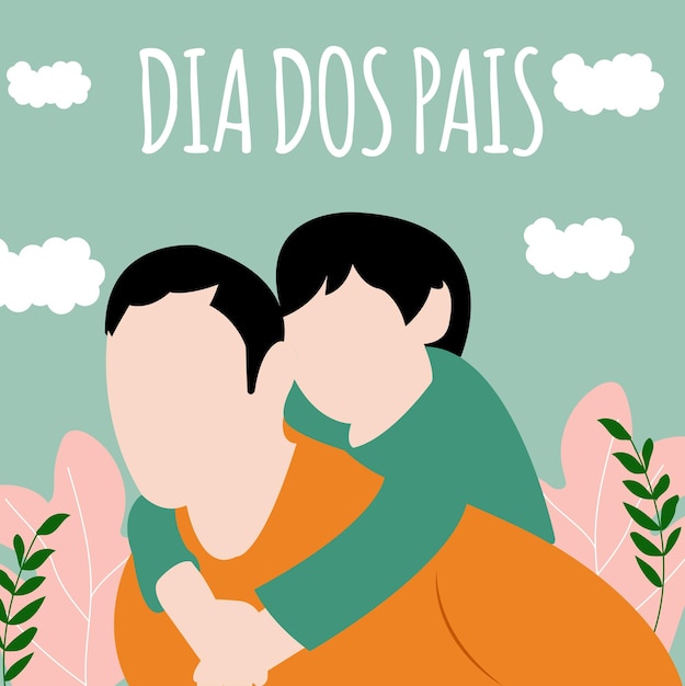 Premium vector dia dos pais son on his father shoulders illustration stock clip art