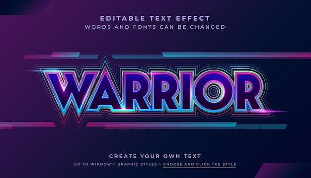 Vector premium vector editable game warrior heroes effect glow futuristic game font style