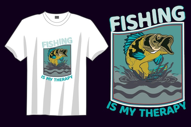 Vector premium vector fishign is mijn therapie t-shirtontwerp