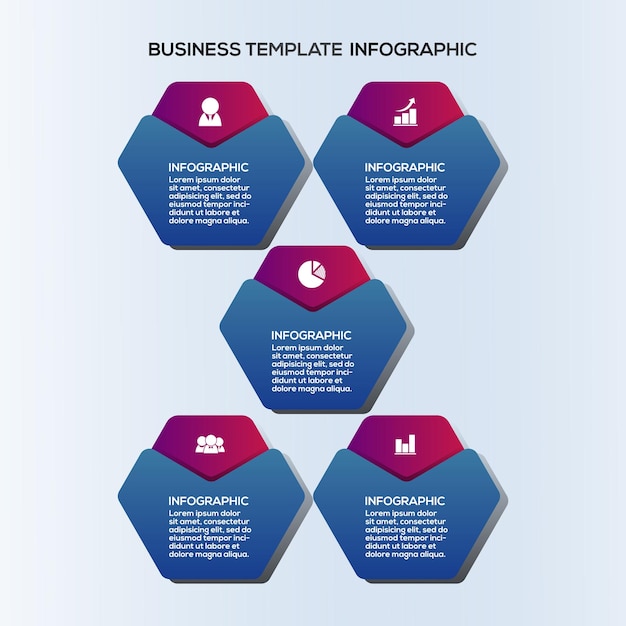 Modello di passaggi infografici sfumati. vettore premium