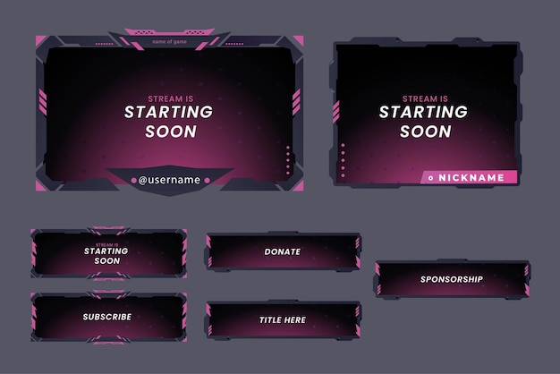 Vector premium vector gradient twitch stream panels-sjabloon