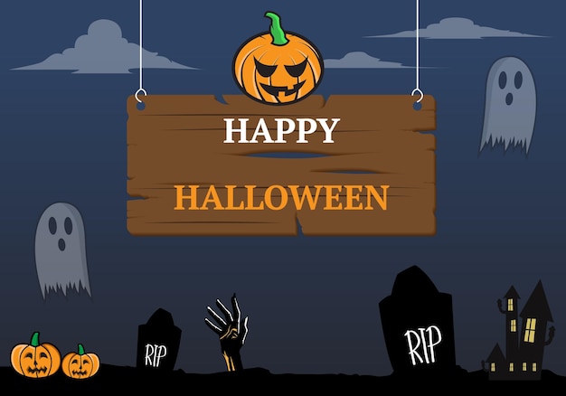 Banner di saluto a tema halloween di vettore premium