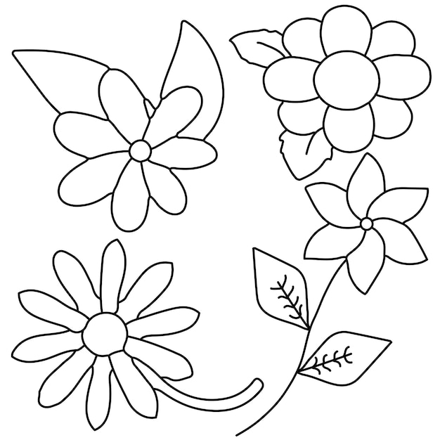 Vector premium vector hand drawn flat design simple flower outline