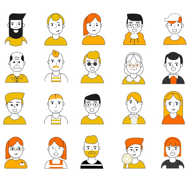 Premium vector hand drawn people avatar collection