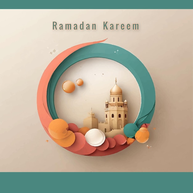 Vector premium vector illustration 3d floral realistische ramadan kareem ontwerp sjabloon