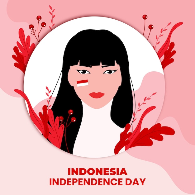 Premium vector indonesian girl celebrate indonesia independence day stock