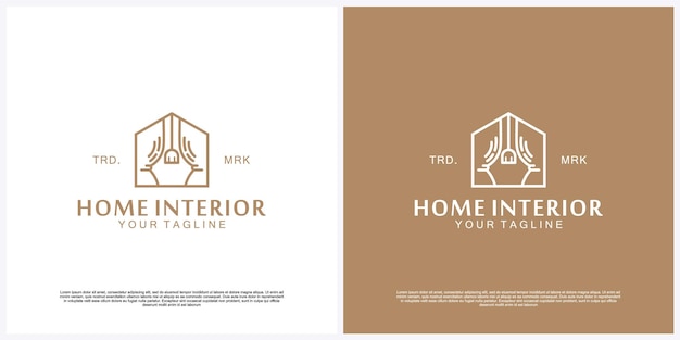 Premium vector interior logo design illustrationhouse and furniture symbol template