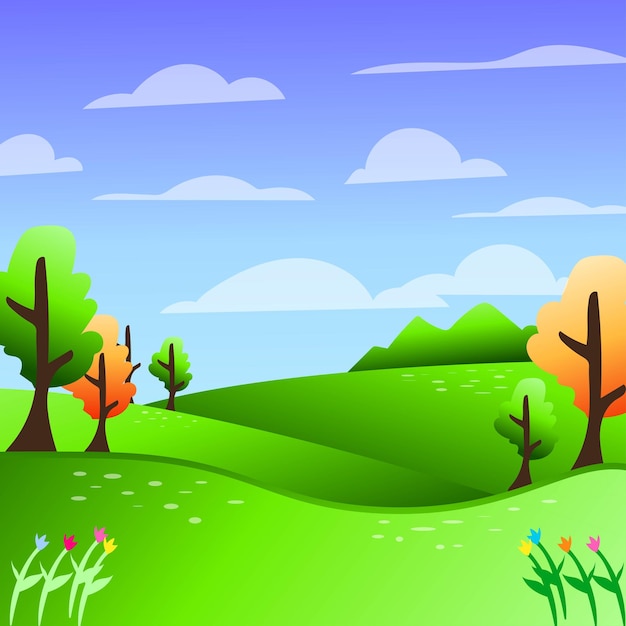 Premium vector l cool scenery background during the day kawaii vector