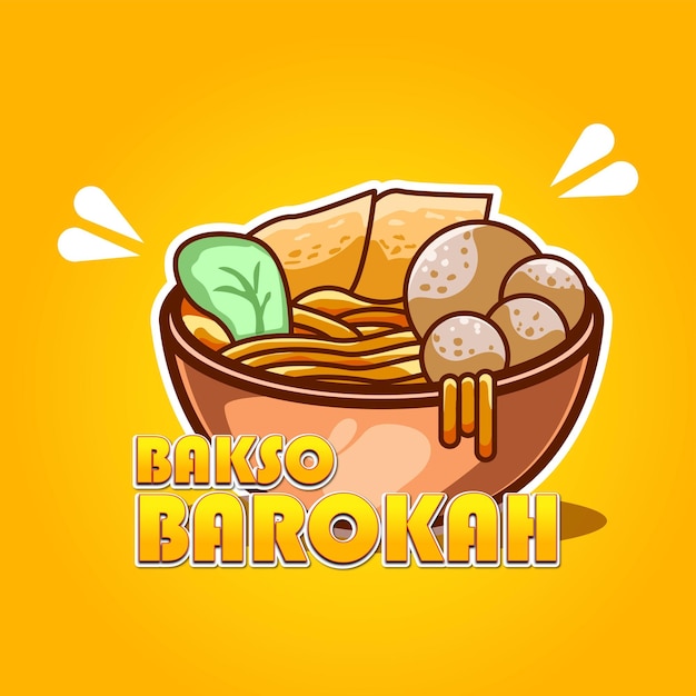 Vector premium vector l draw bakso vector illustration cartoon editable text