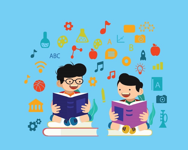 Premium vector of learning illustration