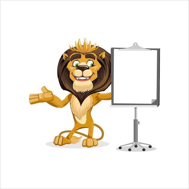 Premium vector leeuw en leeuwin in verschillende acties illustratie