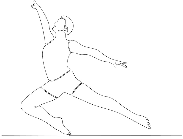 Премиум вектор мужской танцор балета непрерывный рисунок линии