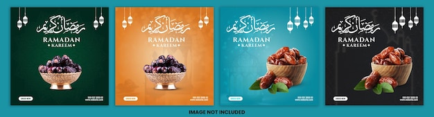 Коллекция постов в instagram рамадан Премиум векторы