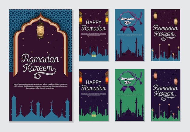 Premium vector Ramadan Instagram verhaal ontwerp bundel ontwerp