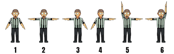 Vector premium vector of referee character design with different poses for animation