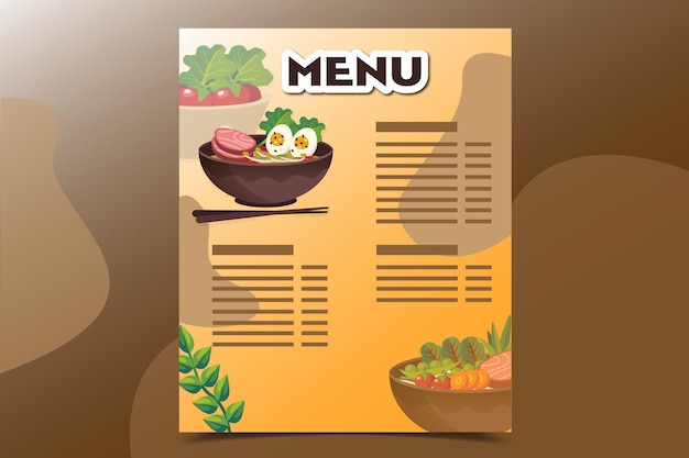 Vettore premium del modello di menu dell'elenco dei menu del ristorante