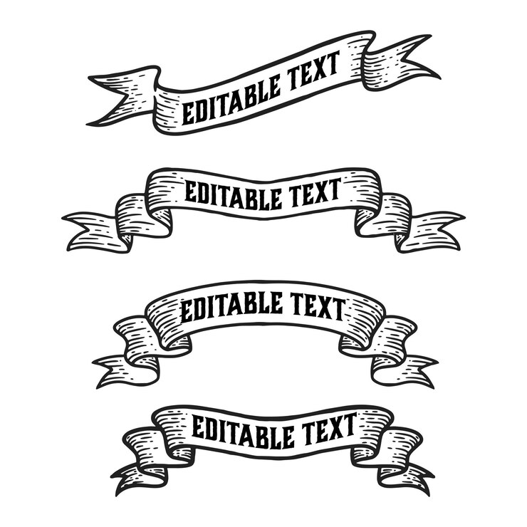 premium vector ribbon with hand drawing style