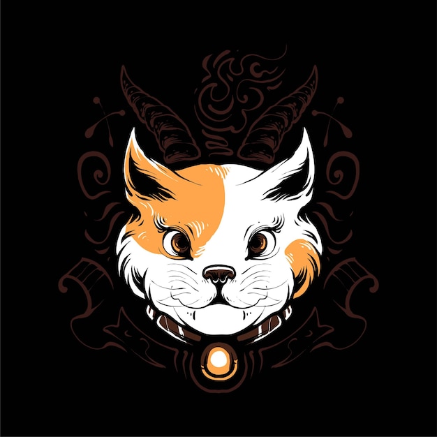 Premium vector satanic cat, in a modern cartoon style, perfect for t-shirts or print products