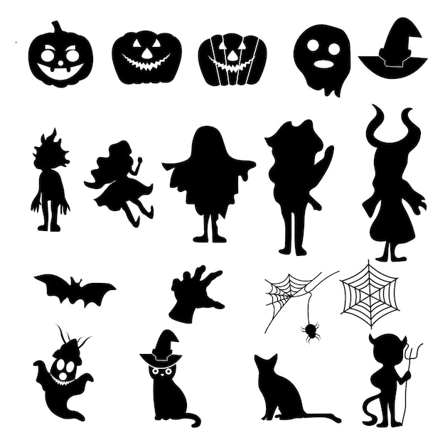 ハロウィーンのキャラクターのプレミアムベクターセット