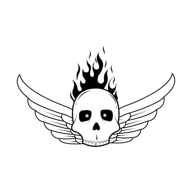 Premium vector skulls fire design handgetekend