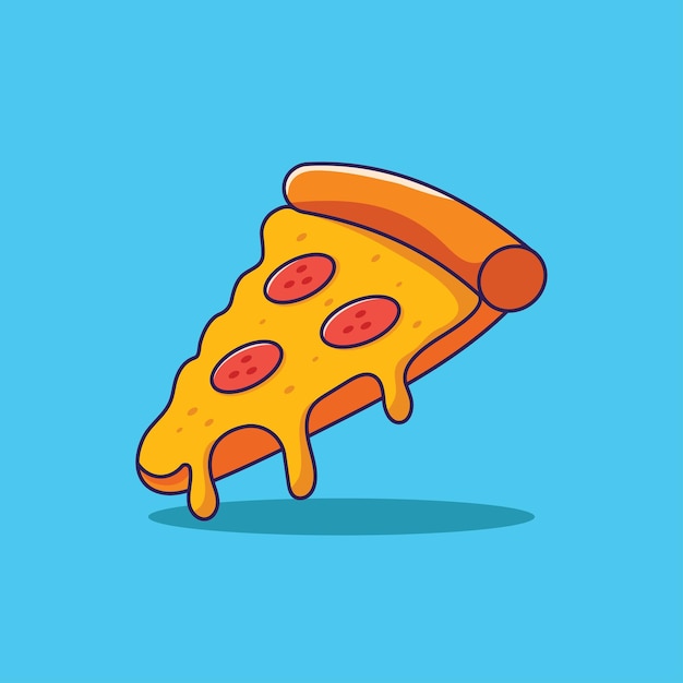 Vector premium vector slice of melted pizza cartoon icon illustration