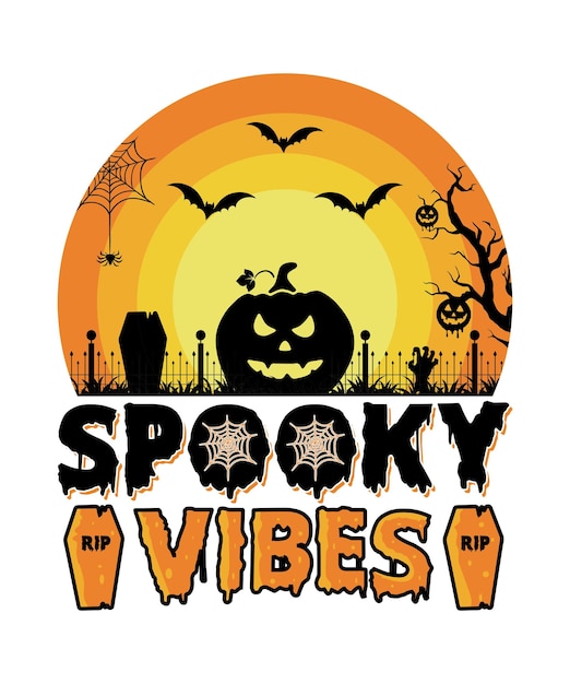 Vector premium vector spooky vibes halloween svg halloween t shirt