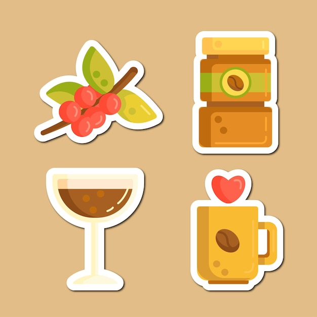 Premium vector of sticker coffee vector sticker set