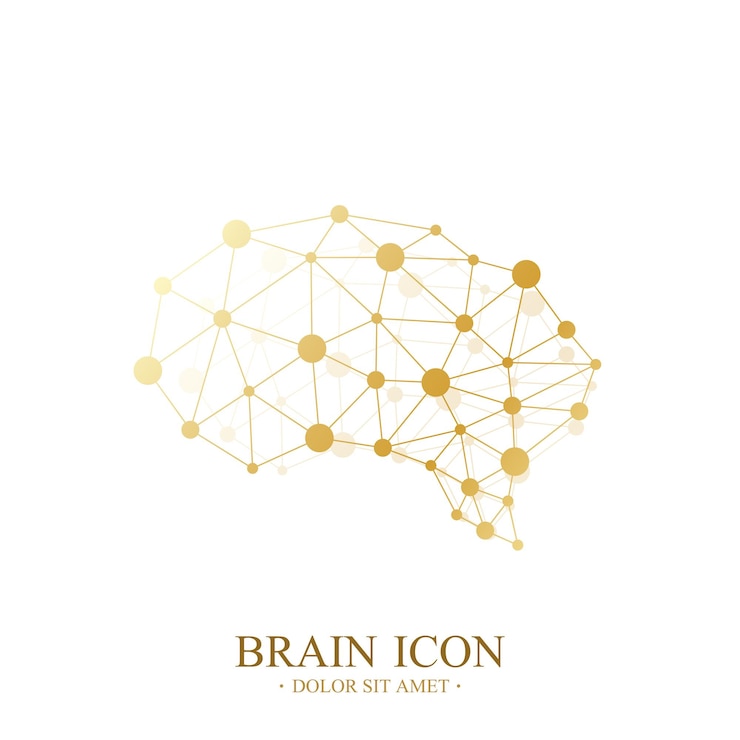 Vector premium vector template brain logo creative concept design brain icon medical design golden brain logo