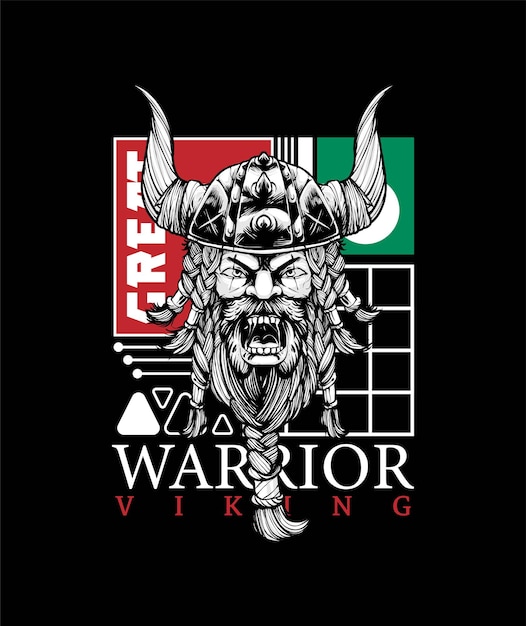 Premium vector Viking-krijgerillustratie, in een moderne cartoonstijl, perfect voor t-shirts of printproducten