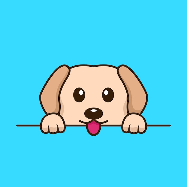 Premium vectorillustratie van schattige hond gluren