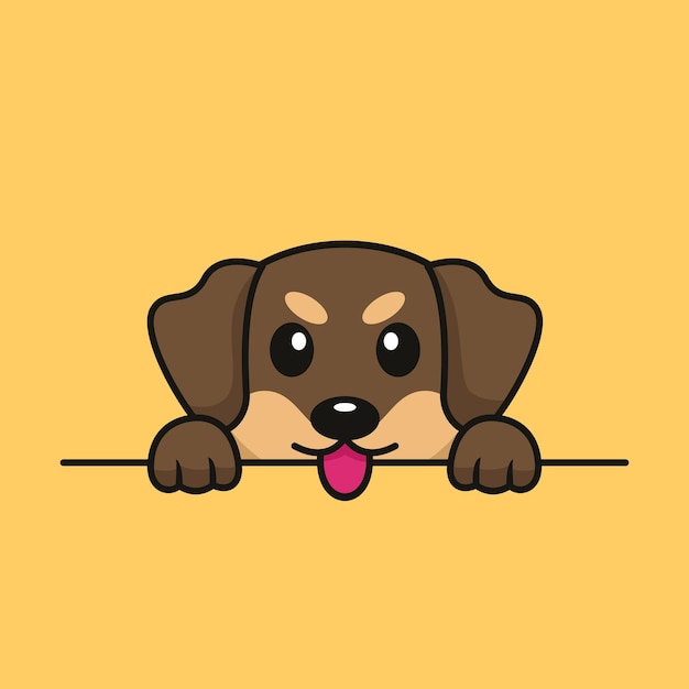 Premium vectorillustratie van schattige hond gluren