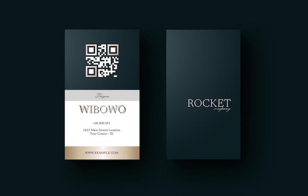 Premium vertical business card template with qr code