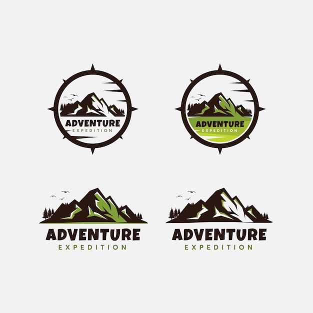 Modello di progettazione di logo avventura vintage premium di montagna