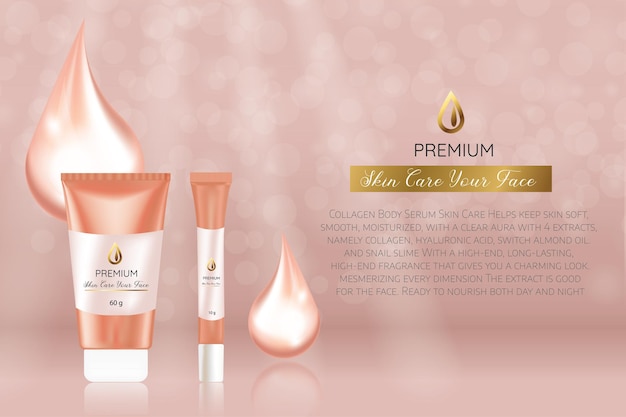 Premium vip cosmetic ads hydrating luxury facial cream for sale elegant soft beige color cream