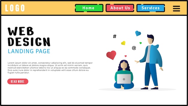 Premium web design landing page template theme primary colors website