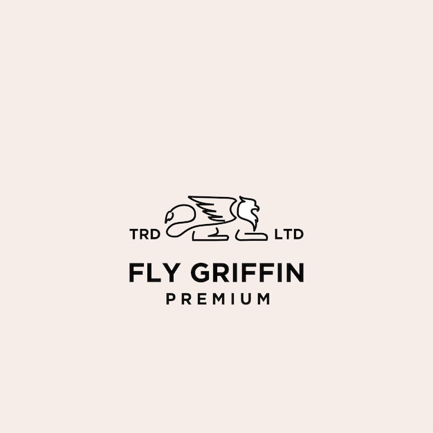 Premium zwarte griffin lijn logo design