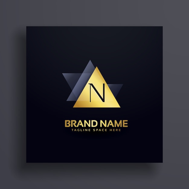 Premiun letter n logo concept ontwerp in goud