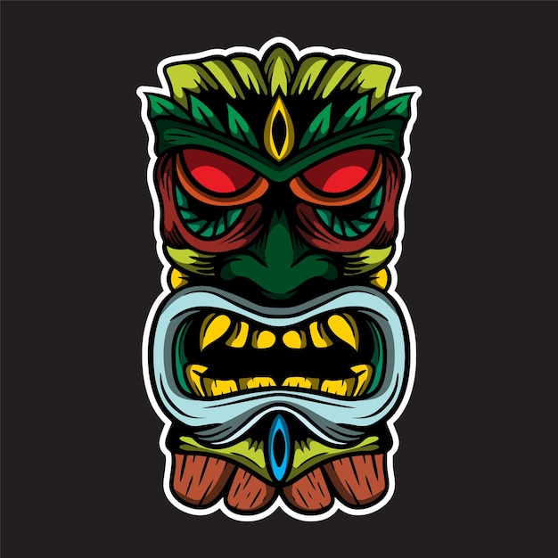 Vector prenium vector tiki masker illustratie handgetekende