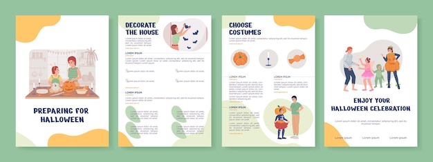 Preparing for Halloween flat vector brochure template