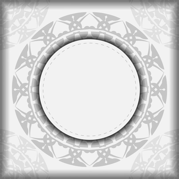 Preparing an invitation with a place for your text and Greek patterns. Vector Template for print design postcards White colors with black mandala patterns.