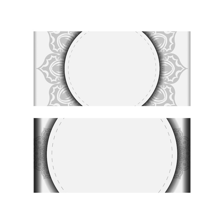 Vector preparing an invitation with a place for your text and ornaments. template for print design postcards in white color with black mandala patterns.