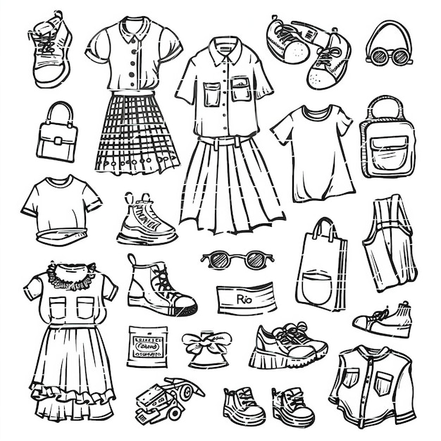 Vector preppy clothes flat vector l set illustration high quality