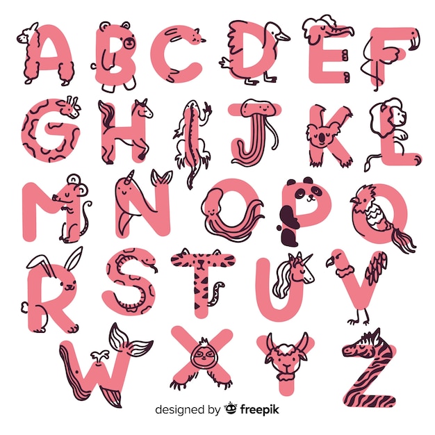 Vector preschool animal alphabet collection