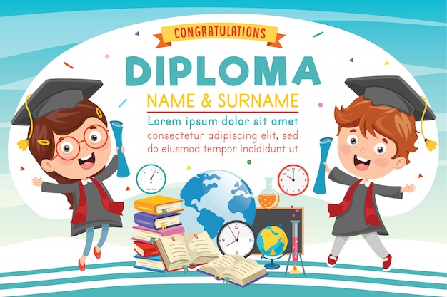 Vector preschool elementary school diploma