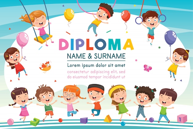 Preschool elementary school kids diploma certificate