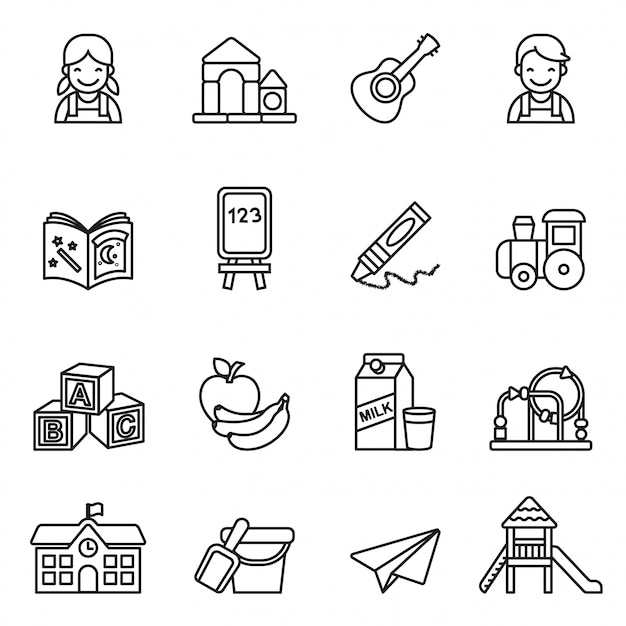 Preschool icons set.