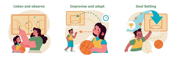 Vector preschool sport flat vector illustration