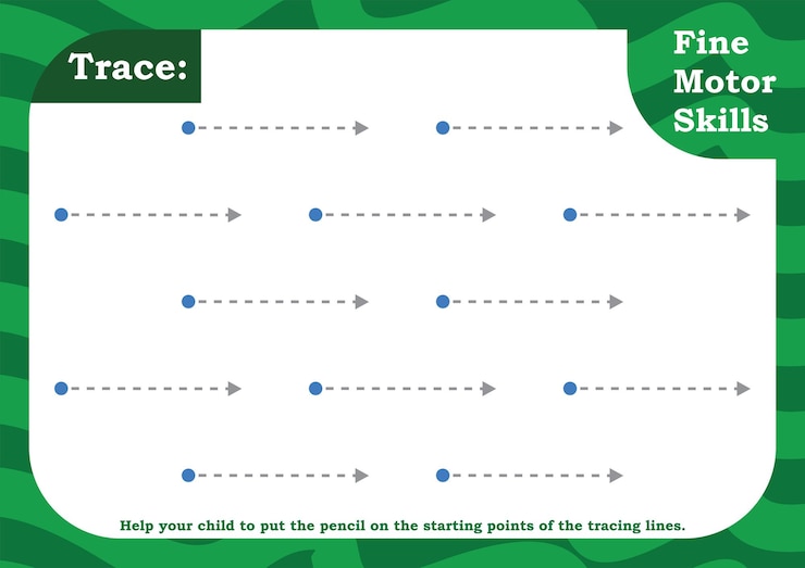 Vector preschool worksheet for practicing fine motor skill trace and color for kids tracing and coloring