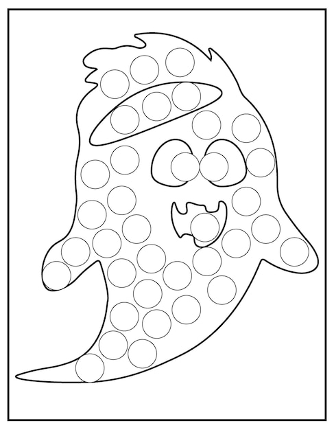 Дошкольный рабочий лист для развития мелкой моторики Dot Marker Monster Coloring Page